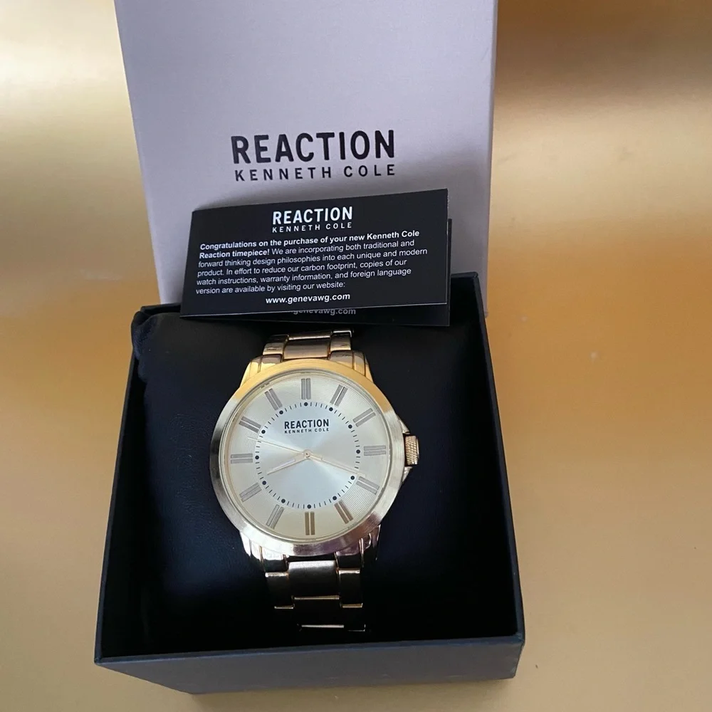 NEW Kenneth Cole Reaction Men's Champagne Dial 3 Hands Movement Watch, 4…